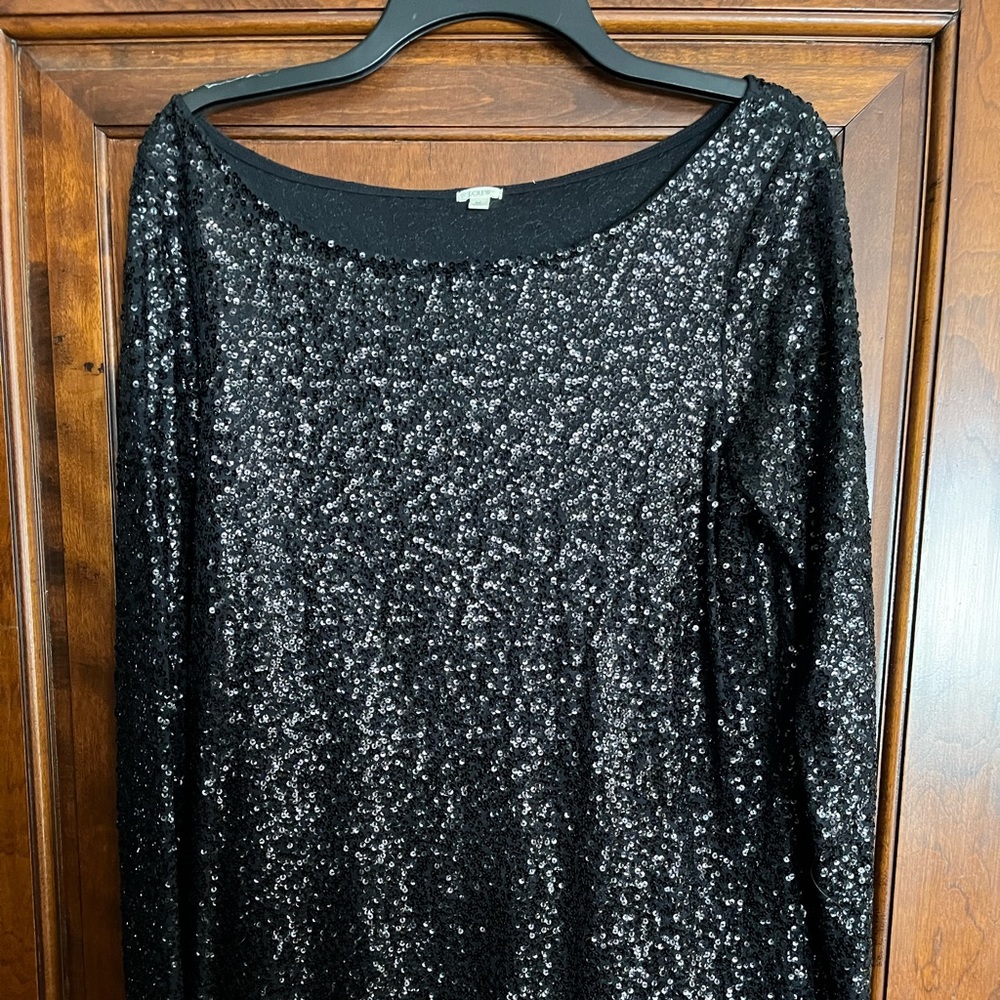 J Crew-black sequin long sleeve top